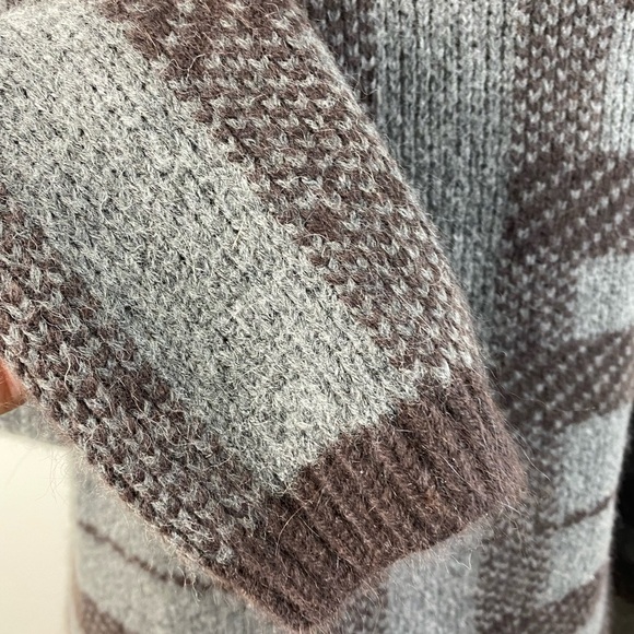 Alpaca Wool Rabbit Hair Plaid Brown Thick Warm Ann Taylor Crewneck Sweater Small - Picture 8 of 10